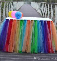 38 couleurs Tulle Tutu jupe de table pour la fête de mariage décor d'anniversaire Signin Booth couverture de table en dentelle bricolage artisanat textiles de maison Decoratio2320673