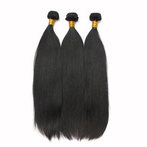 10Bundles / lot Usine En Gros Doux Cheveux Raides Brésiliens Tisse 100 Extension de Cheveux Remy Humains 1B Naturel Noir Complet Péruvien Vierge