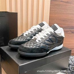 38% OFF shoes 2024 Winter New Little Fragrant Style Daily Thick Sole Versatile Genuine Leather Diamond Plaid Lace up Casual Dad Sports Shoes Female