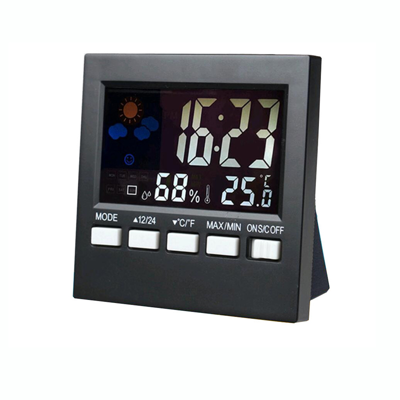 新しいスタイルの温度計のデジタル天気ステーション家庭用サーモグラフの目覚まし時計多機能室内温度計湿度計の熱い販売HTC-1