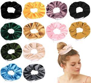 38 stijlen Velvet Haarbanden Girl Scrunchy Ring Elastic Hair Bands Pure Color Zipper Haarband Large Darm Scrunchie M22229743641