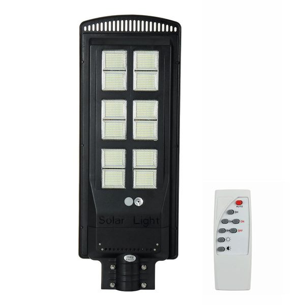 3800W 1152 LED Réverbère Solaire Capteur De Mouvement Lampe Murale De Jardin Extérieure + Télécommande - Noir 720LED