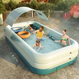 380 cm/210 cm 3 lagen automatisch opblaasbaar zwembad Grote zwembaden voor familie verwijderbare kinderen zwembad Ocean Ball PVC Bath Kids 240403