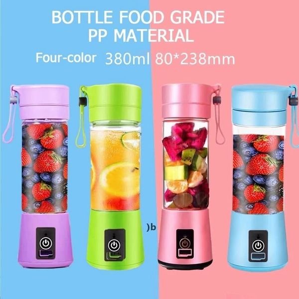 380 ml 4 Lames Mini USB Rechargeable Outil Portable Électrique Fruit Juicer Smoothie Maker Blender Machine Pratique Festival Cadeaux ZZE13958