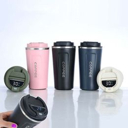 380ml 510ml tasses à café LED affichage de la température tasse à eau intelligente tasses en acier inoxydable à Double paroi gobelet réutilisable isolé