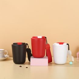 Bouteilles d'eau de sport de plein air personnalisables de 380 ml à double paroi en acier inoxydable tasse isolée portable gobelet à vide thermos tasse à café corde cadeau de Noël ZL1125