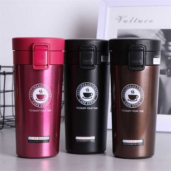 Taza de café doble de acero inoxidable 304 de 380ml, termo a prueba de fugas, taza térmica de viaje, botella de agua Thermosmug para regalos 220809