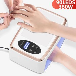 380W Professionele nageldroger met handkussen grote ruimte 90 LED's gel Poolse droogmachine LED Display Manicure Tools 240401