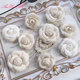 383h Pins Broches Anxin Sh Broche camélia blanche faite à la main Collier Fleur Noir Vin Rouge Rose Broche stéréoscopique Décoration de haut niveau