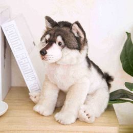 38 cm Lindo simulación Wolf Plush Toys Wolf Dog Kids Dolls Vigerling Pet Soft Anime Decor Toys for Ldren Kids J220729