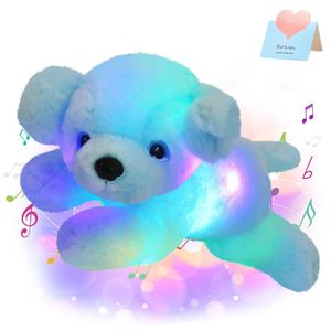 38 cm pluche grote blauwe puppy kussens led licht muzikale zachte knuffel dieren hondenpoppen kawaii cadeau voor meisjes kinderen thuisdecor 240426