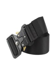 Ceinture militaire tactique en Nylon pour hommes de 38CM de largeur, pour pantalons, boucle en métal, ceintures en toile, entraînement en plein air, taille noire 1274429