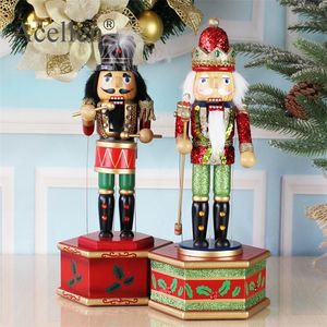 38cm houten notenkraker notencracker pop marionet muziekdoos voor huis kerst decoratie beeldjes ornamenten geschenken y201020