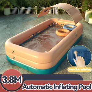 38m Piscine gonflable Automatique Pinceau nageur amovible Piscines PVC pour enfants épaisses grandes pour la famille 240521