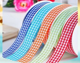 38 mm Fashion Gingham Ribbons Polyester Scottish Tartan Plaid Ribbon 100 meterlot Geschenk inpakken Wedding naaigaartjes Verpakking Wove7265154