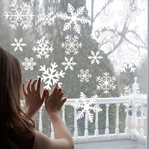 38 unids/lote pegatinas electrostáticas de copos de nieve de Navidad para pegatinas de pared ventana de vidrio diseño decorativo de Navidad decoración calcomanías para el hogar