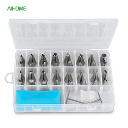 38pcs/Set Cake Decorating Tips Dessert Decorators Silicone Icing Cream Pastry Bag 32 Stainless Steel Piping Nozzle Set Y200612