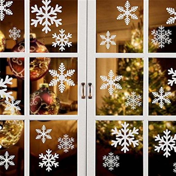 38 PCS Flocons De Neige/Paper De Noël Flocon De Neige Fenêtre Vitrine Vitrine Autocollant D'hiver Stickers Muraux Décorations pour Nouvel An Autocollants