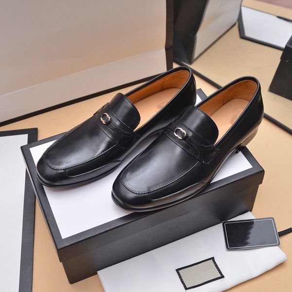 38STYLE Top Qualité G marque Formelle Designer Mocassins Chaussures Luxueux Hommes Noir Marron en cuir véritable Hommes d'affaires des chaussures Parti Robe Habillée Chaussure 38-46