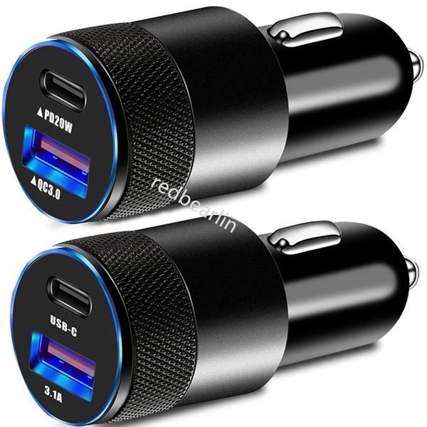 Chargeur de voiture PD USB C en alliage haute vitesse 38W 15W, adaptateurs d'alimentation automatiques pour Ipad 2 3 4 Iphone 11 12 13 14 15 plus Samsung Xiaomi Huawei téléphone Android PC GPS