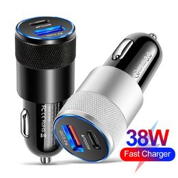 Cargador de coche rápido de 38W, adaptador de teléfono móvil de carga rápida Dual USB 20W PD para iPad Redmi, cargador de teléfono, accesorios electrónicos para coche