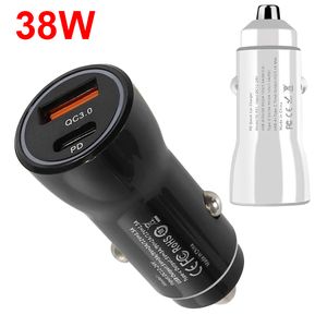 Chargeurs de voiture rapides 38W double adaptateur USB QC3.0 PD pour iPhone 14 13 12 Samsung Xiaomi Huawei téléphone Android