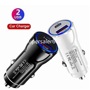 38W Charge rapide rapide PD USB C Chargeurs de voiture universels doubles ports QC3.0 Chargeur de prise allume-cigare pour Ipad Iphone 11 12 13 14 15 Pro Max Tablet PC S1