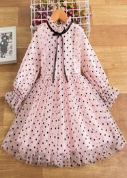 Robe de fille 38y Dots Robes de fille de fleur rose pour enfants robes de fête de mode pour filles vêtements d'automne pour enfants vestidos para nina q04809901