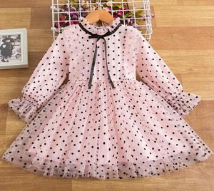 38Y Girl Dress Dots Pink Flower Girl -jurken Kindermodefeestjurken voor meisjes herfstkleding voor kinderen Vestidos para Nina Q04091496