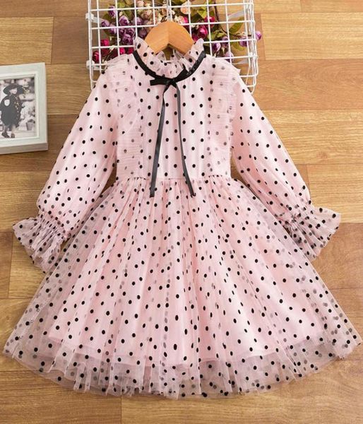 Robe de fille 38y Dots Robes de fille de fleur rose pour enfants robes de fête de mode pour filles vêtements d'automne pour enfants vestidos para nina q09750816