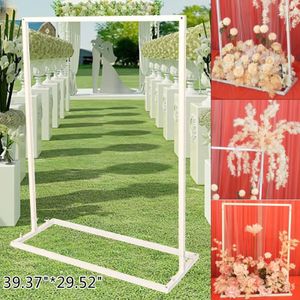 39.37 pouces / 78,74 pouces arc arche de mariage fleur de fleur de ballon de ballon de support blanc arche jardin arc arc fond carré blanc support de mariage 240322