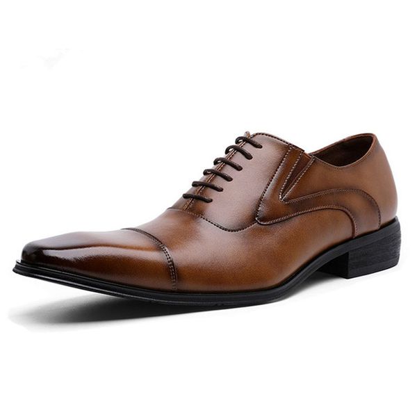 39-45 Zapatos formales de cuero de vaca para hombre, zapatos Derby con punta estrecha y cómodos para caballero de negocios con estilo para hombre