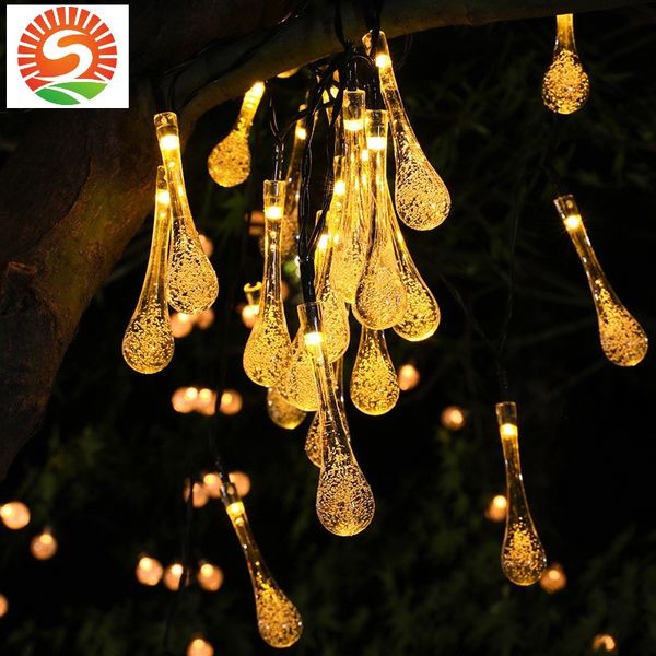 39 FT 100 LED Chaîne À Piles Goutte D'eau Lumières Fée Chaîne Lumière Décor Chambre Patio Intérieur Extérieur Fête Mariage Arbre De Noël Jardin