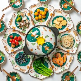 Pièces de table de table de dessin animé japonais Ensembles de vaisselle de nourriture Bol baguettes en céramique Assiettes de cuillère créative Ustensiles pour la cuisine 240508