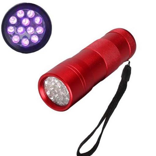 395-400NM Luz ultravioleta ultravioleta Mini portátil 12 LED UV Linterna Antorcha Detector de escorpión Buscador Blacklight (Rojo)