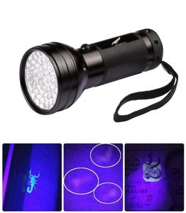 395nM 51 LED UV lampes de poche ultraviolettes lumière noire torche lampe d'éclairage en aluminium Shell287V4636588