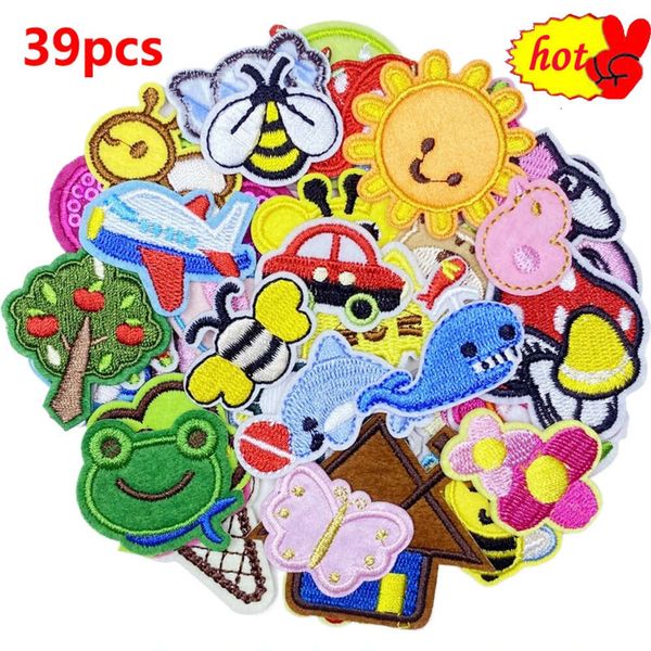 39 pièces patchs pour vêtements enfants garçons filles animaux papillon abeille océan voiture fleur mignon fer sur bébé coudre lot en vrac petite broderie