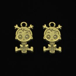 39pcs zink legering charmes antieke bronzen vergulde babymeisjes charmes voor sieraden maken doe -het -zelf handgemaakte hangers 24*13 mm