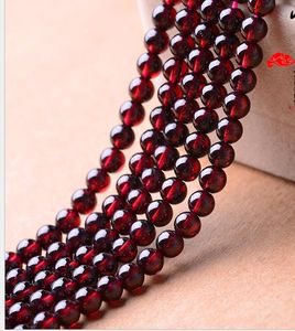3A 4A 5A 6A perles de grenat rondes cristal naturel pur Bracelets de perles semi-finis accessoires de bijoux à bricoler soi-même