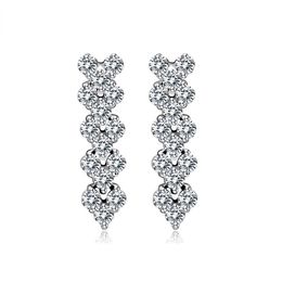 3A Oostenrijk Diamond Stud Luxe Hart Designer Oorbellen Shining Crystal Echt 925 Sterling Zilver Bedel Zirkoon Romeinse Liefde Oorbel246m