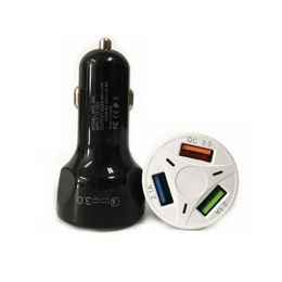 3A Cylindrical Shape 3USB Car Charger QC3.0 Fast Charge Charger Multi-function Three-interface Smart Fast Car Charger