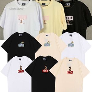 3a High Street Tide Brand Heren t-shirts Kith Street View Gedrukt Korte mouwen Rose Omoroccan Tegel voor mannen en vrouwen Tee Katoen