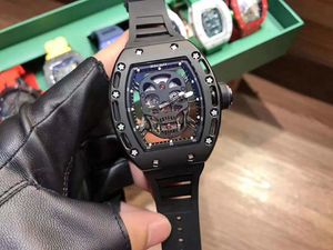 Designer heren mechanisch horloge skelet serie rubberen horlogeband 50x43mm Japan West Iron City beweging 316 fijn staal sporthorloge