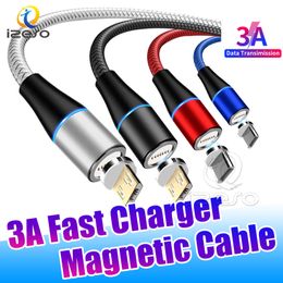 Câble magnétique 3A Charge rapide Type C Charge rapide 3 pieds 1 m Câble de données de synchronisation Ligne de charge rapide pour iPhone 15 14 Samsung S24 Huawei Xiaomi izeso