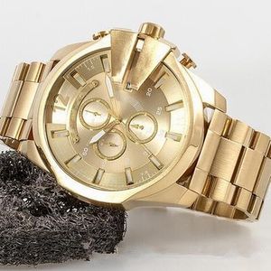 3A montre pour homme DZ4318 grand cadran horloge de haute qualité 55MM double cœur pleine fonction en cours d'exécution or rose acier inoxydable doré mouvement japonais montres à quartz