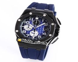 3A New Oak 26405CEOOA030CA01 VK Quartz Chronograph Mens Watch Dblue Texture Dial PVD Black Steel Case Blue Rubber Stopatch He9061251