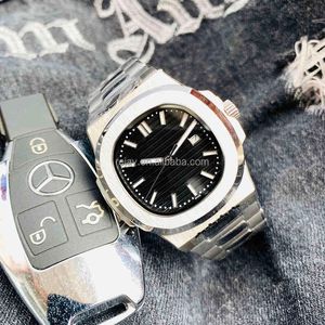 3A Silver 316L Acero inoxidable Fecha de marcación negra de lujo Relojes de hombres mecánicos automáticos 5711 Mujeres de pulsera