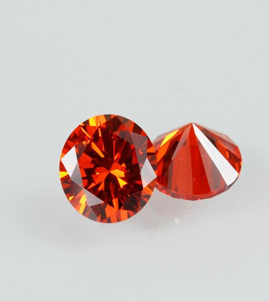 3A de pequeño tamaño naranja rojo CZ Stone 0815 mm redondo buen laboratorio de corte creado circonio cúbico Gemstone suelto 1000pcslot4595910