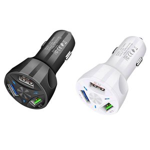 Cargador de coche USB 3A de carga rápida 4,0 Universal 18W 3 puertos para Samsung iphone 11 en teléfono móvil de carga rápida para coche con caja de venta al por menor