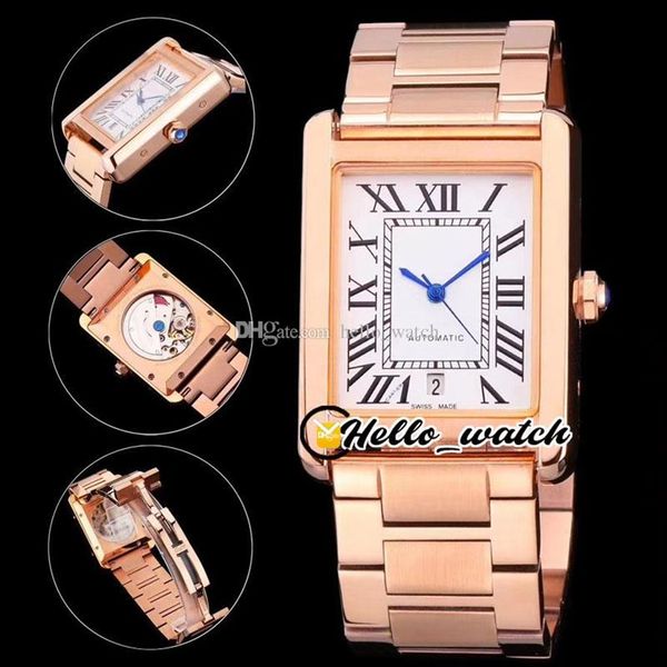 3A Montres 31mm 5200026 Extra Large A2813 Montre Automatique Pour Homme Cadran Noir Roma Mark Mains Bleues Bracelet En Acier Or Rose Wristwatch263G